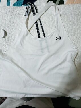 Under Armour White Strappy Double-Logo Sports Tank